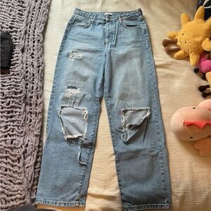 Women's Distressed Blue Jeans